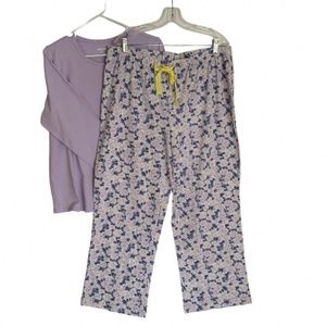 LANDSEND PLUS SIZE Pajamas Cotton Knit Long Sleeve Top & Pants